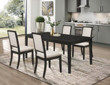 Louise Rectangular Extension Leaf Dining Set Black