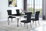 Carone 81-inch Rectangular Black Glass Dining Set Black