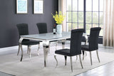 Carone 81-inch Rectangular White Glass Dining Set Black
