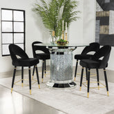 Ellie Mirrored Counter Height Dining Table Set Black