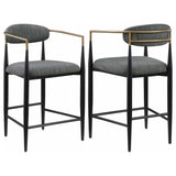 Tina Fabric Upholstered Bar Chair Dark Grey (Set of 2)