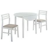 Bucknell 3-piece Round Drop Leaf Dining Table Set White