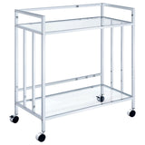 Cara 2-tier Rectangular Glass Shelf Metal Bar Cart Brass