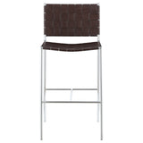 Adelaide Upholstered Pub Height Bar Stool Brown and Chrome