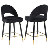 Lindsey Velvet Upholstered Counter Chair Black (Set of 2)