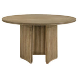 Adina 53-inch Round Wood Dining Table Distressed Light Brown