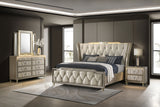Lorient 4-piece Eastern King Bedroom Set Ivory and Camel