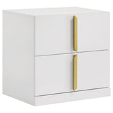 Ines 2-drawer Nightstand Bedside Table White High Gloss