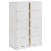 Ines 5-drawer Bedroom Chest of Drawers White High Gloss