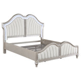 Evangeline Wood LED Panel Bed Silver Oak