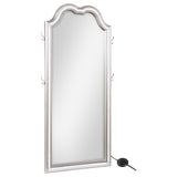 Evangeline Length LED Light Floor Mirror Silver Oak