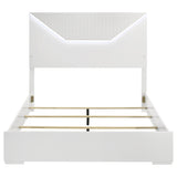 Ives Queen Panel Bed LED Headboard White High Gloss