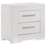 Ives 2-drawer Nightstand Bedside Table Grey High Gloss