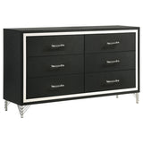 Lucia 6-drawer Dresser and Mirror Black
