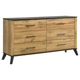 Kaywood 6-drawer Dresser and Mirror Natural Pine