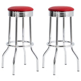 Retro Upholstered Metal Swivel Bar Stool Red (Set of 2)