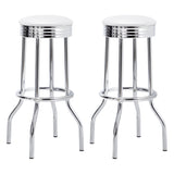 Retro Upholstered Metal Swivel Bar Stool Red (Set of 2)