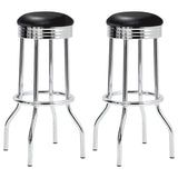 Retro Upholstered Metal Swivel Bar Stool (Set of 2)