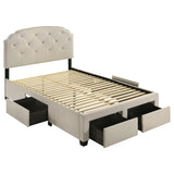 Marianna 4-drawer Upholstered Storage Bed Cream