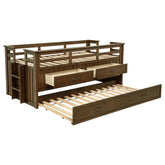 Carlsbad Wood Captains Bed With Trundle Medium Brown