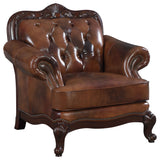 Victoria Leather Upholstered Rolled Arm Chair Brown