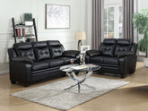 Finley Upholstered Padded Arm Tufted Sofa Set Black