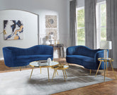 Sophia Upholstered Channel Tufted Sofa Set Blue