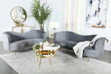 Sophia Upholstered Channel Tufted Sofa Set Blue