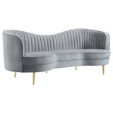 Sophia Upholstered Channel Tufted Sofa Blue
