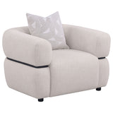 Jeanette Fabric Upholstered Round Arm Accent Chair Beige