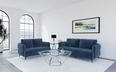 Lively Chenille Upholstered Sofa Set Blue