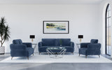 Lively Chenille Upholstered Sofa Set Blue