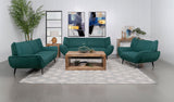 Acton Upholstered Flared Arm Sofa Set Teal Blue