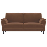 Selma 2-piece Velvet Upholstered Crescent Arm Sofa Set Rust