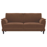 Selma Velvet Upholstered Crescent Arm Sofa Rust