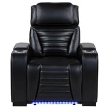 Zuma Faux Leather Upholstered Dual Power LED Recliner Black