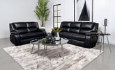 Camila Upholstered Motion Reclining Sofa Set Black
