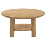 Ottowa 36-inch Round Wood Cocktail Coffee Table Light Oak
