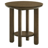 Ottowa Round Wood Side End Table with Shelf Brown