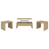 Canoga Lift Top Cocktail Coffee Table Set Light Oak