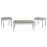 Stacie Coffee Table Set Distressed Pine and White