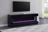 Vallerie 71-inch TV Stand with Visual Flame Box Black