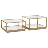 Renee Square Coffee Table Set Rose Brass