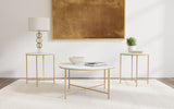 Ellison Round Marble Coffee and End Table Set White
