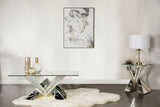 Taffeta Mirrored Coffee and End Table Set Silver