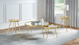 Kaelyn Round Coffee and End Table Set Gold