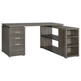 Yvette 60-inch 3-drawer L-Shape Computer Desk Cappuccino