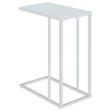 Stella White Glass Top C-Shaped Sofa Side Table Chrome