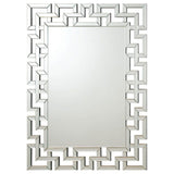 Forman 38 x 48 Inch Greek Motif Frameless Wall Mirror Silver