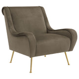 Ricci Upholstered Saddle Arm Accent Chair Stone